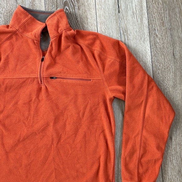 L.L. Bean Men’s Orange Fleece 1/4 Zip Pullover - Picture 2 of 7